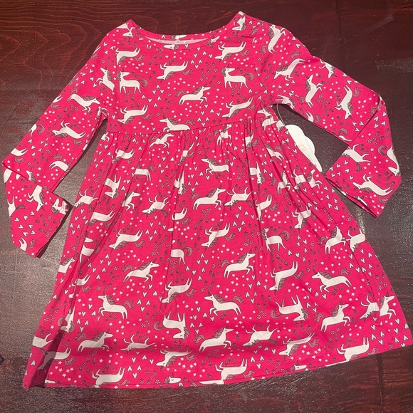 Nwt Wonder Nation Organic baby 18mths Long Sleeve Knit Dress +Pocket Unicorn - Picture 7 of 10
